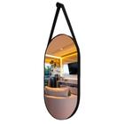 Espelho com Alça Oval Couro Moderno Lavabo + Pendurador