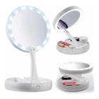 Espelho com Led De Mesa Com Aumento 10x Led luz Dobrável Portátil Para Maquiagem