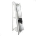 Espelho de Chão Branco 2 Prateleiras Corpo Inteiro 161x50cm Vertical Resistente
