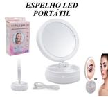 Espelho De Mesa Dois Lados P/ Maquiagem Duplo Led Dobrável Camarim