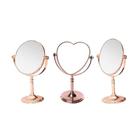 Espelho De Mesa Maquiagem Dupla Face Aumenta 2 X Gira 360 Rose Gold