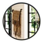 Espelho de Parede Redondo Growsun 50cm - Preto com Moldura de Metal para Banheiro