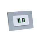 Espelho de Tomada Simples Reto com 2 USB 4.9A