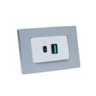 Espelho de Tomada Simples Reto com 2 USB 9.0A