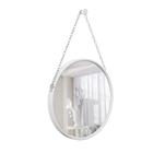 Espelho Decorativo Adnet Branco Alça Corrente Cromada 30Cm