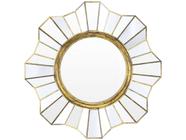 Espelho Decorativo Redondo com Moldura de Parede - Ouro Velho 39x39cm Inova Flower