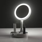 Espelho Luz Led Iluminador Mesa Maquiagem Portátil Pilha USB Aumento até 10X