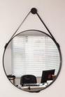 Espelho Redondo 60 cm preto com alça para sala de jantar