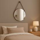 Espelho Redondo com Alça Adnet 30cm, 40cm, 50cm ou 60cm Diversos Tamanhos com Suporte para Quarto Sala Hall