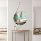 Espelho Redondo com Alça Adnet 40cm com Suporte para Sala Hall Lavabo