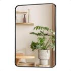 Espelho retangular 70x50cm moldura alumínio preto