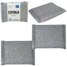 Esponja / bucha para limpeza anti-risco multiuso prata com 3 pecas 12x8,5cm - FU XING