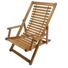 Espreguiçadeira Reclinável de Madeira e Cabos de Aço para Praia e Jardim