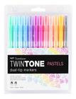 Est Marcador Dual Twin Tone Pastels C/12 Cores Tombow