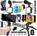 Estabilizador Suporte Celular Steadicam Smartphone Câmeras Luz Led Flash Led Foto e Vídeo Extensor Microfone Direcional