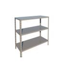 Estante Aço Baixa p 75kg CINZA 3 Bandejas 90cm x 40cm x 92cm - TecMA