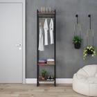 Estante Closet Arara Industrial 3 Prateleiras 187x45cm Dynamica Carvalho Dark / Est.Preta - Compace