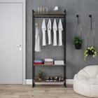 Estante Closet Arara Industrial 3 Prateleiras 187x80cm Dynamica Yescasa Carvalho Dark/Preto