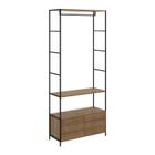 Estante Closet Com Cabideiro Steel Quadra 27812 Vermont Preto Fosco Artesano - Artesano Móveis