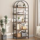 Estante de livros Shintenchi Arched 5 Tier, estante rústica, marrom