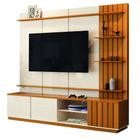 Estante Home Teather para TV até 75 Polegadas 3 Portas 2,18m Ripado Cedro/Off White Reno EDN