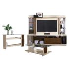 Estante Home Theater com Aparador e Mesa de Centro Frizz Gold Off White Savana Madetec