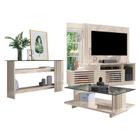 Estante Home Theater com Aparador e Mesa de Centro Frizz Plus Calacata Off White  Madetec