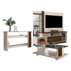 Estante Home Theater com Aparador e Mesa de Centro Frizz Plus Off White Savana Madetec