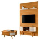 Estante Home Theater com Bancada Silverstone e Mesa de Centro Indianápolis Cinamomo Off White Madetec