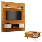 Estante Home Theater com Bancada Suspensa Bugatti com Mesa de Centro Indianápolis Cinamomo Off White Madetec