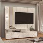 Estante Home Theater Com Espelho e LED 2 Gavetas Zeus Calacata/Off White - Madetec