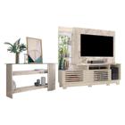 Estante Home Theater com Pés e Aparador Frizz Plus Calacata Off White Madetec