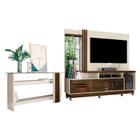 Estante Home Theater com Rodízios e Aparador Frizz Plus Off White Savana Madetec