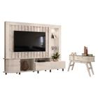 Estante Home Theater Le Mans com Aparador Estoril Calacata Off White Madetec