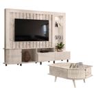 Estante Home Theater Le Mans com Mesa de Centro Indianápolis Calacata Off White Madetec