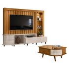 Estante Home Theater Le Mans com Mesa de Centro Indianápolis Naturale Off White Madetec