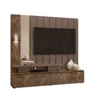 Estante Home Theater Moscou para TV 65" Imperial/ Sépia com LED e Espelhos - Bela Móveis