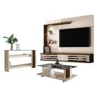 Estante Home Theater Suspenso com Aparador e Mesa de Centro Frizz Select Off White Savana Madetec