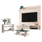 Estante Home Theater Suspenso com Aparador e Mesa de Centro Frizz Sublime Calacata Off White Madetec