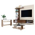 Estante Home Theater Suspenso com Aparador e Mesa de Centro Frizz Supreme Off White Savana Madetec