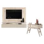 Estante Home Theater Suspenso Gaia com Aparador Estoril Calacata Off White Madetec