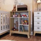 Estante Infantil Armário Organizador Multiuso 4 Nichos Design Retrô Branco Com Marrom Madeira