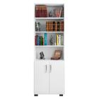 Estante Livreiro 2 Portas Pequenas 6 Prateleiras Office Branco White Móveis Leão