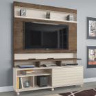 Estante para TV Até 55 Polegadas Atlanta 1 Porta Flex Mocaccino Rústico/3d Natura Off White - Atualle Móveis