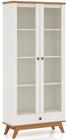 Estante Retro Joia com 1 Gaveta Porta de Vidro cor Off White com Freijo - 47477