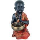 Estátua Buda Chinês Menino Com Castiçal 32cm 05028