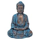 Estátua Buda Hindu Tailandês Resina Enfeite Azul C/ Bronze - M3 Decoração