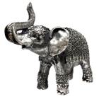 Estátua de Elefante Indiano Prateado Resina 19,5cm