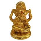Estátua De Ganesha De Resina Dourado Base Redonda 6Cm
