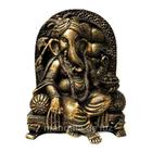 Estátua de Ganesha Sentado na Poltrona Dourado Resina 22cm - Mandala de Luz